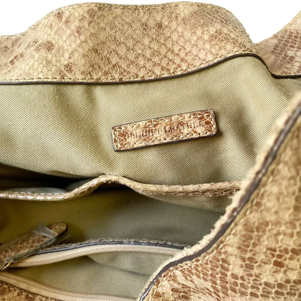 G.I.L.I Leather Snake Print Hobo Tote Shoulder Bag Purse